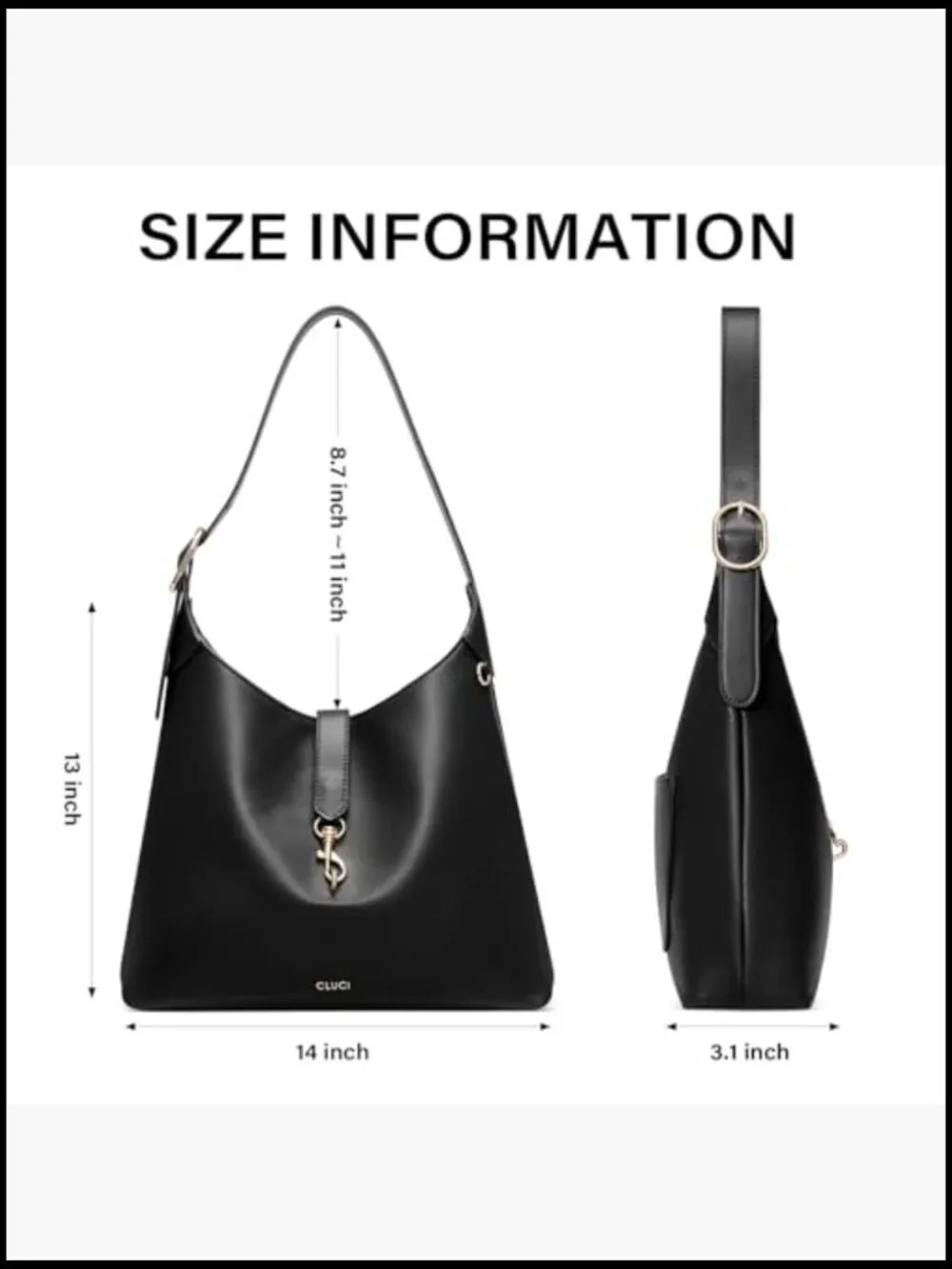 Slouchy Vegan Leather Hobo Shoulder Bag Magnetic Snap Closure Spacious